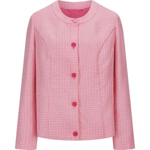 Fuchsia/Ecru Gedessineerd Blazer - 100% Polyester - Lange Mouwen - Knoopsluiting