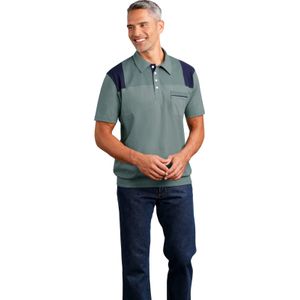 Heren Poloshirt in jadegroen/marine