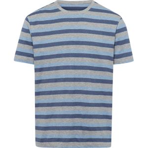 Classic Shirt - Grijs/Rookblauw Gestreept - Korte Mouwen - Ronde Hals