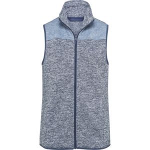 Dames Fleecegilet in rookblauw/ecru gemêleerd