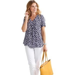 Dames Comfortabele blouse in marine geprint