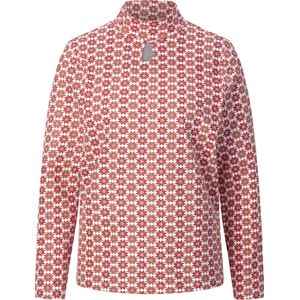 Dames Shirt met opstaande kraag in kers/ecru bedrukt