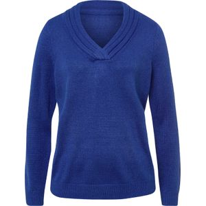 Dames pullover met v-hals in koningsblauw