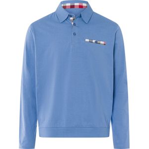 Heren Poloshirt met lange mouwen in middenblauw