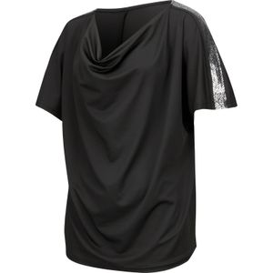 Dames Shirt met cascadehals in zwart
