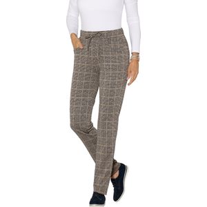 Dames Jerseybroek in marine/camel gedessineerd