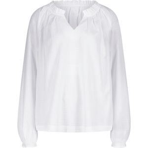 Blouse - Ecru - 100% Katoen - Lange Mouwen - V-hals