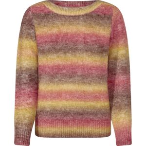 Dames Gebreide pullover in kers/taupe gedessineerd