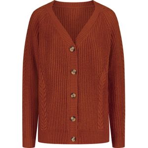 Vesten - Roestrood - 100% Polyacryl - Knoopsluiting, Lange Mouwen