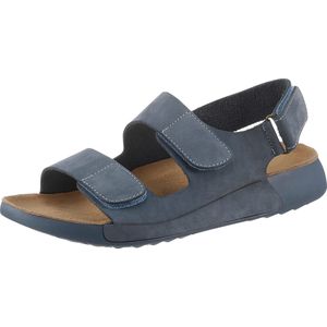 Nubuckleer Sandalen - Lichtblauw - Klittenbandsluiting - Breed Wijdte G