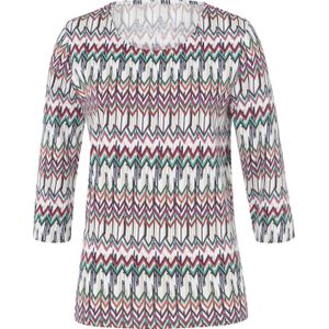 Ecru/Fuchsia - Longsleeve - 100% Katoen - Ronde Hals - 3/4-Mouwen