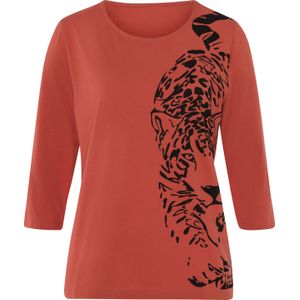 Dames Shirt met 3/4-mouw in terra/zwart