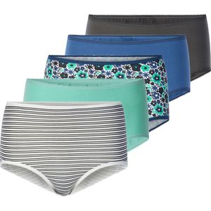 Dames Tailleslip in 2x bedrukt + jeansblauw + blauwgroen + grafiet