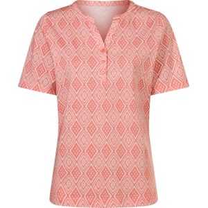 Dames Shirt met korte mouwen in flamingo/ecru bedrukt
