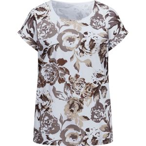 Ecru-Choco - T-Shirt - Gebloemd - 100% Katoen