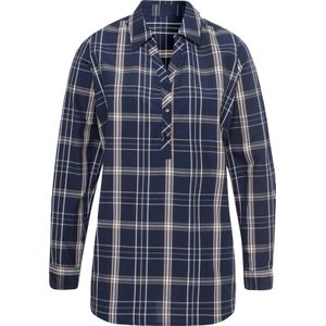 Marine/Wit Geruite Blouse - Lange Mouwen - Katoen/Polyester