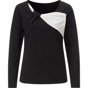 Dames Shirt met lange mouwen in zwart/ecru