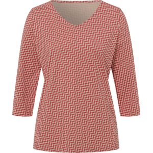 Dames Shirt met 3/4-mouw in langoustine/beige