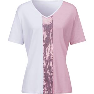 Dames Shirt met V-hals in roze/wit