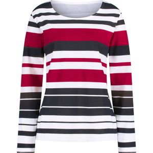 Dames Gestreept shirt in rood/marine gestreept