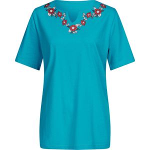 Shirt met korte mouwen in turquoise/aardbei