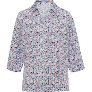 Dames Blouse met print in wit/marine geprint