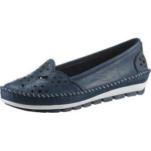 Donkerblauw - Slippers - Gladleer - Breed - Met Profiel