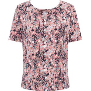 Dames Shirt met korte mouwen in flamingo/donkerblauw geprint