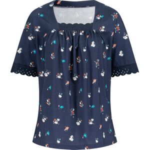 Shirt met korte mouwen in donkerblauw/flamingo geprint