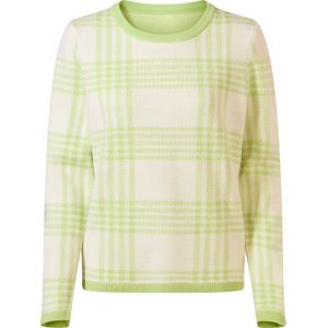 Dames Pullover met ronde hals in resedagroen/ecru gedessineerd