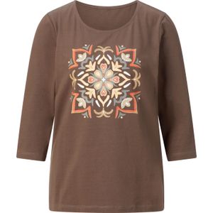 Dames Shirt met 3/4-mouw in choco/ecru