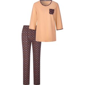 Dames Pyjama in apricot/marine bedrukt