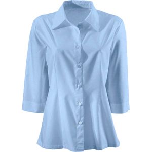 Blouse - Blauw - 65% Polyester, 35% Katoen - Knoopsluiting, Normale Overhemdkraag