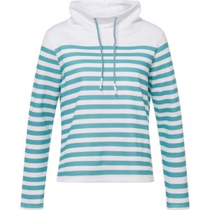 Dames Sweatshirt in wit/oceaan gestreept