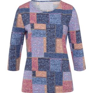 Dames Shirt met 3/4-mouw in koningsblauw/heide bedrukt
