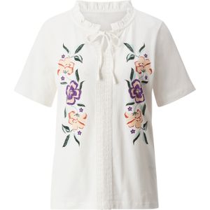 Tuniek - Ecru/Abrikoos - 100% Katoen - Gebloemd Gedessineerd