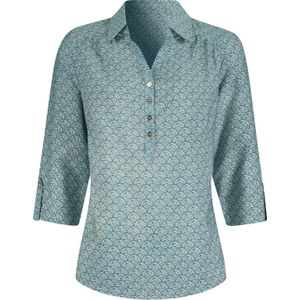 Comfortabele blouse in jade/zand bedrukt