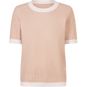 Dames Pullover met korte mouwen in beige/ecru gedessineerd