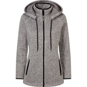 Dames Gebreid fleecejack in lichtgrijs/zwart gemêleerd