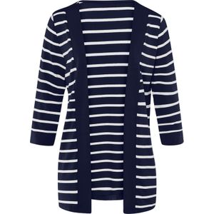 Marine/Wit Gestreept Sweatvest - 95% Viscose 5% Elastaan