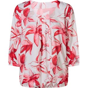 Dames Comfortabele blouse in ecru/rood bedrukt