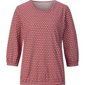 Dames Shirt met 3/4-mouw in koraal/bordeaux bedrukt