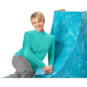 Pullovers - Turquoise - 100% Polyacryl - Lange Mouwen - Staande Kraag