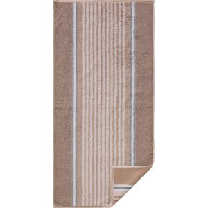 Handdoek in beige gestreept