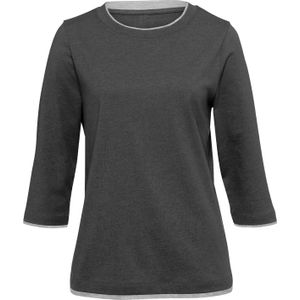 Dames Shirt met 3/4-mouw in grafiet gemêleerd