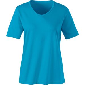 T-shirt - Turquoise - 100% Katoen - V-hals Korte Mouwen