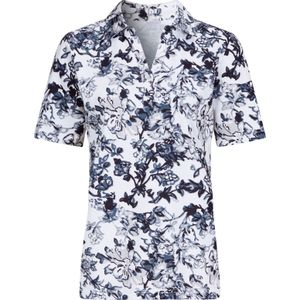 Dames Poloshirt in wit/marine geprint