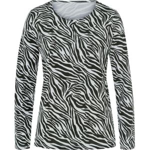 Dames Shirt met lange mouwen in zwart/ecru geprint