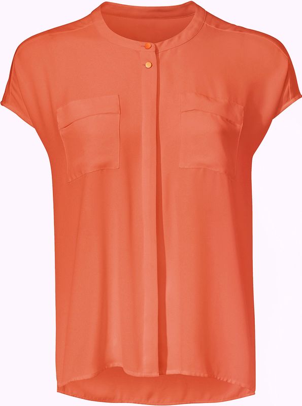 Blouse - Oranje - 100% Polyester - Korte Mouwen - Ronde Hals