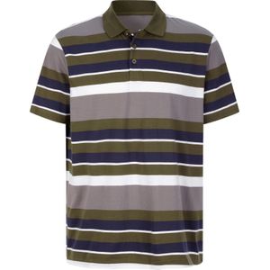 Heren Poloshirt in olijf/wit gestreept